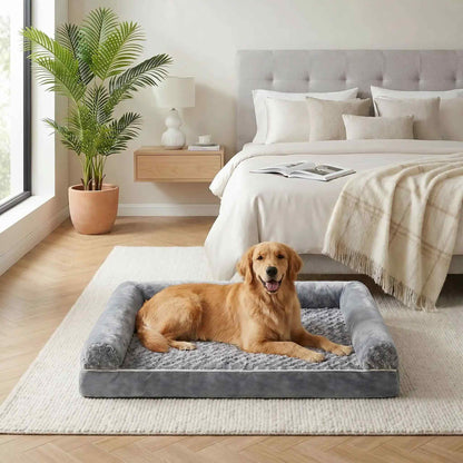 coussin pour chien orthopedique memoire de forme gris