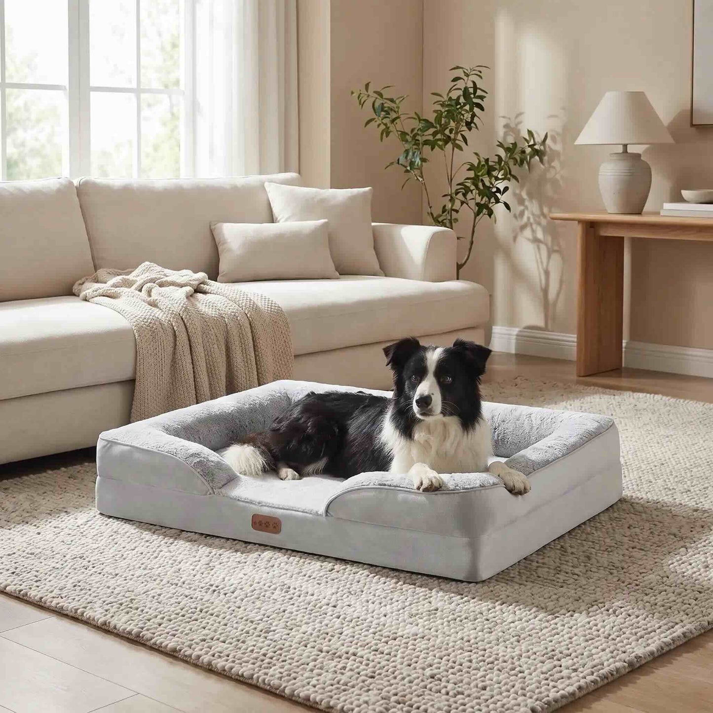 coussin pour chien orthopédique mémoire gris confortable