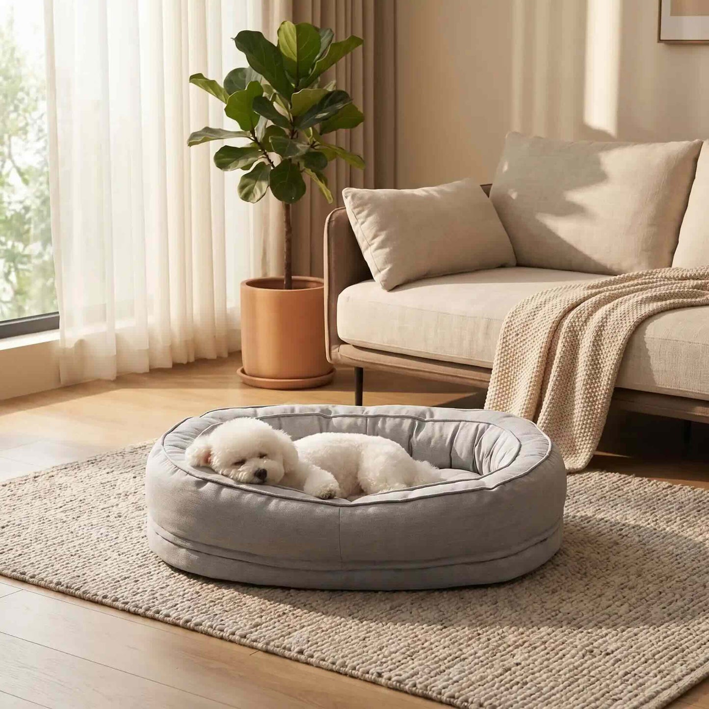 coussin pour chien orthopédique mémoire gris