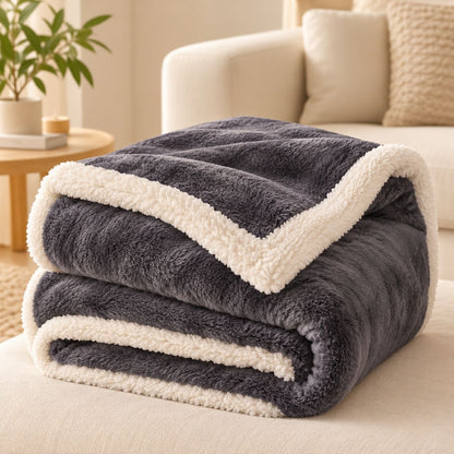 couverture anti poil pour chien epaisse grise et sherpa