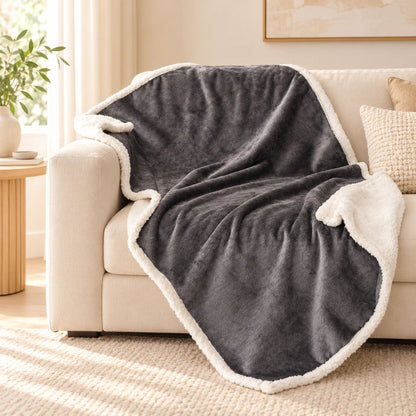 couverture anti poil pour chien grise noir canape