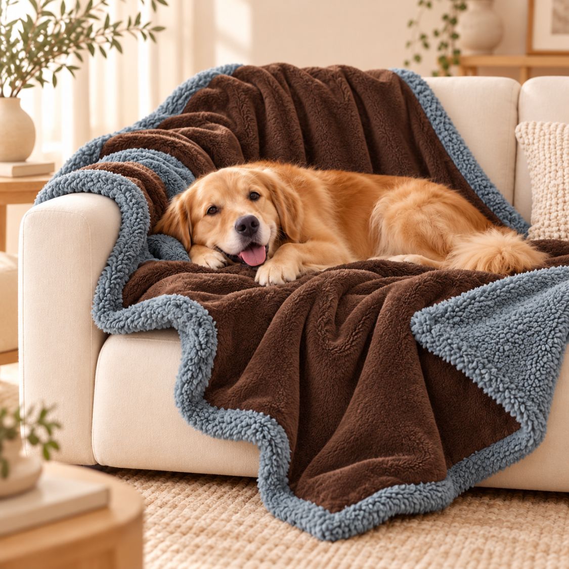 couverture anti poil pour chien marron protection canape
