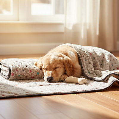 couverture pour chien polaire beige pour sommeil confortable