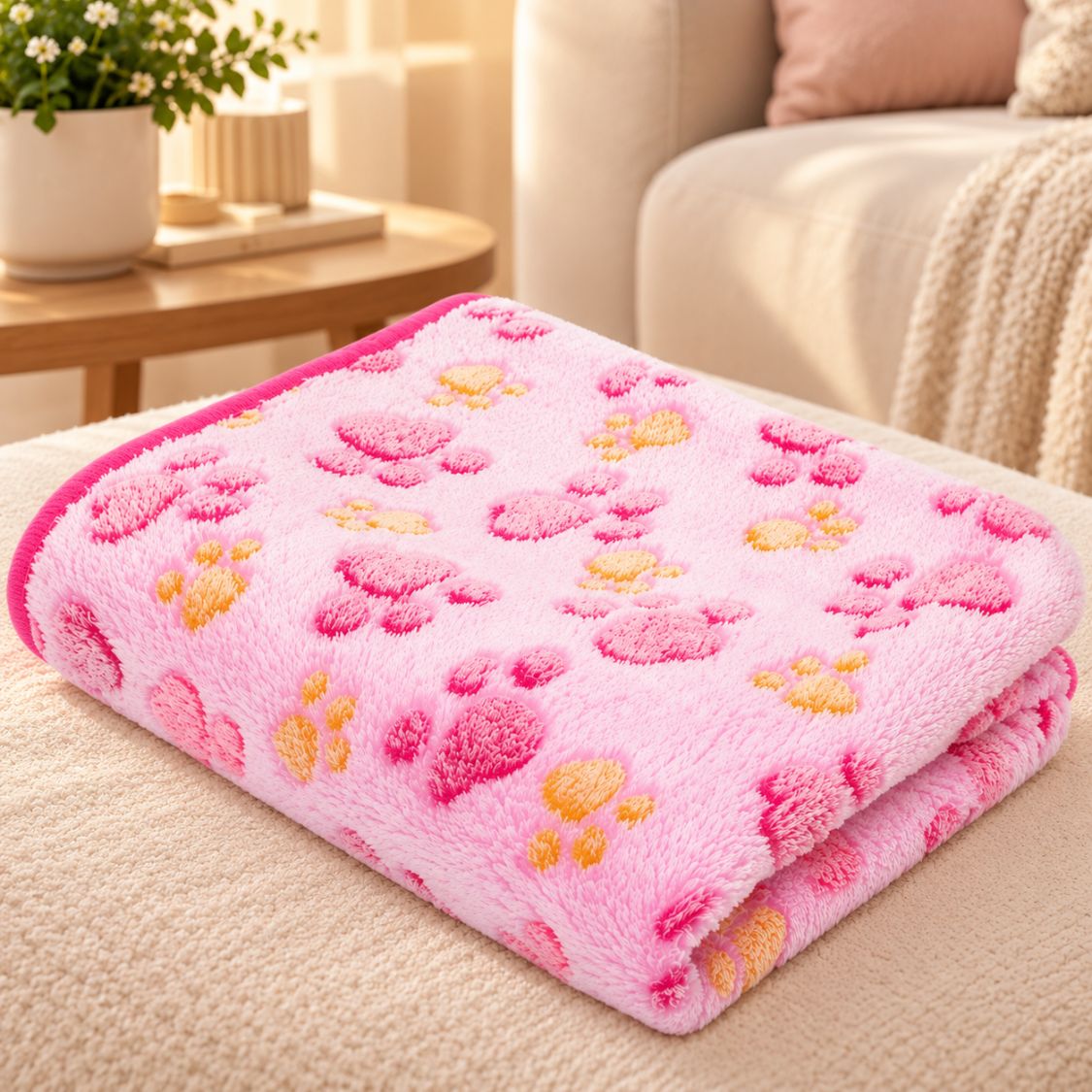 couverture pour chihuahua rose motif pattes
