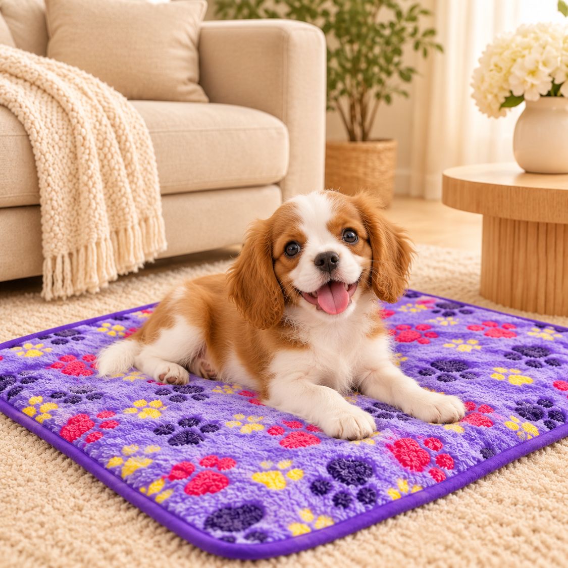 couverture pour chiot violette chiot assis
