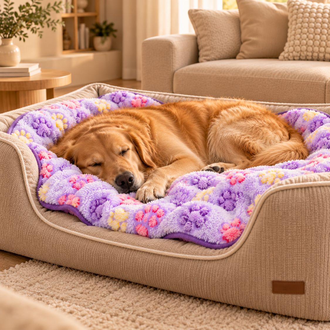 couverture pour grand chien violette chien couche dans panier