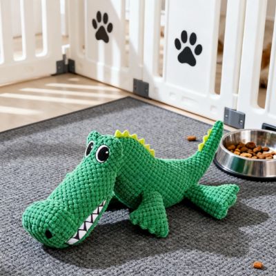 doudou chien crocodile geant en peluche chenille avec couineur