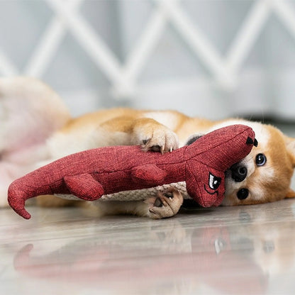 doudou pour chien crocodile rouge mordillage jeu au sol