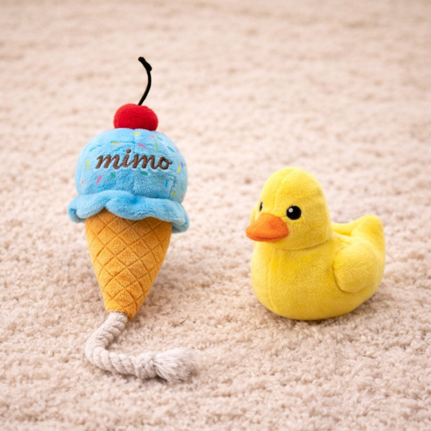 doudou pour chien glace avec corde et petit canard en peluche