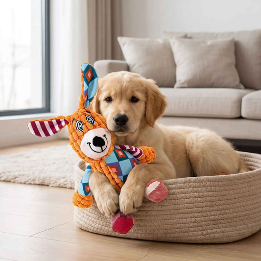 doudou pour chien lapin orange oreilles douces câlins