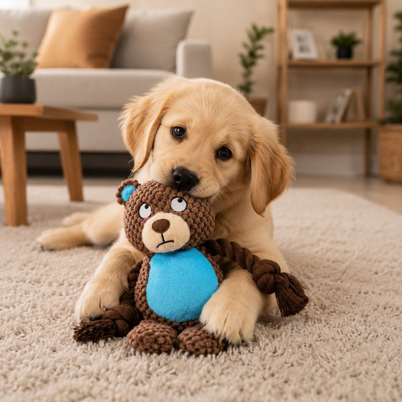 doudou pour chien ours marron peluche douce compagnon chiot