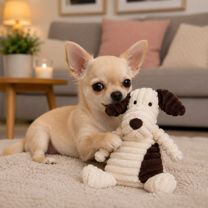 doudou pour chien peluche chien velours côtelé chiot compagnon réconfort marron