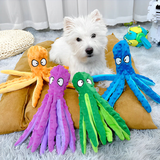 doudou pour chien pieuvre couleurs compagnon apaisant tentacules