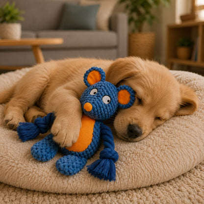 doudou pour chien rat bleu peluche apaisante compagnon repos