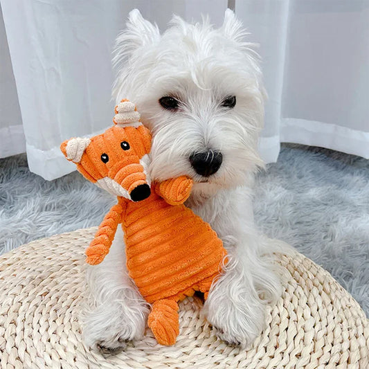 doudou pour chien renard orange velours côtelé compagnon réconfort petit chien