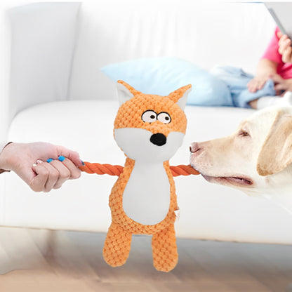 doudou pour chien renard peluche corde résistante couineur