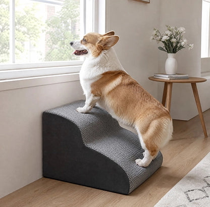 Escalier pour chien antidérapant en mousse haute densité utilisé par un Corgi