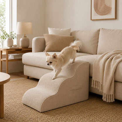 escalier pour chien beige canape acces facile