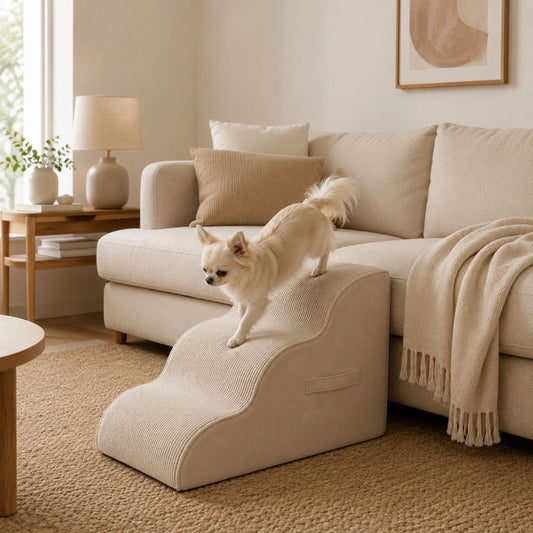 escalier pour chien beige canape acces facile