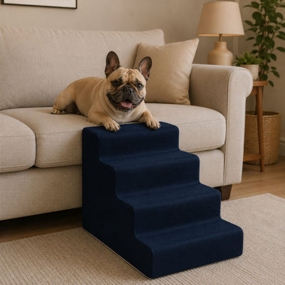 escalier pour chien bleu marine bouledogue francais canape