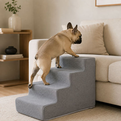 escalier pour chien gris bouledogue francais montee canape