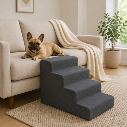 escalier pour chien gris fonce quatre marches acces canape
