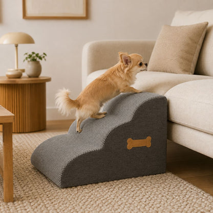 escalier pour chien gris mousse arrondie descente canape