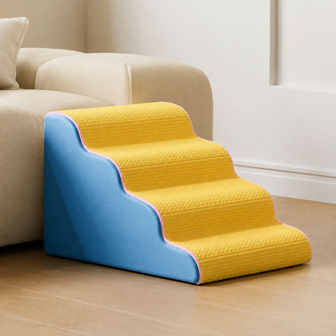 escalier pour chien mousse memoire arrondi bouledogue canape