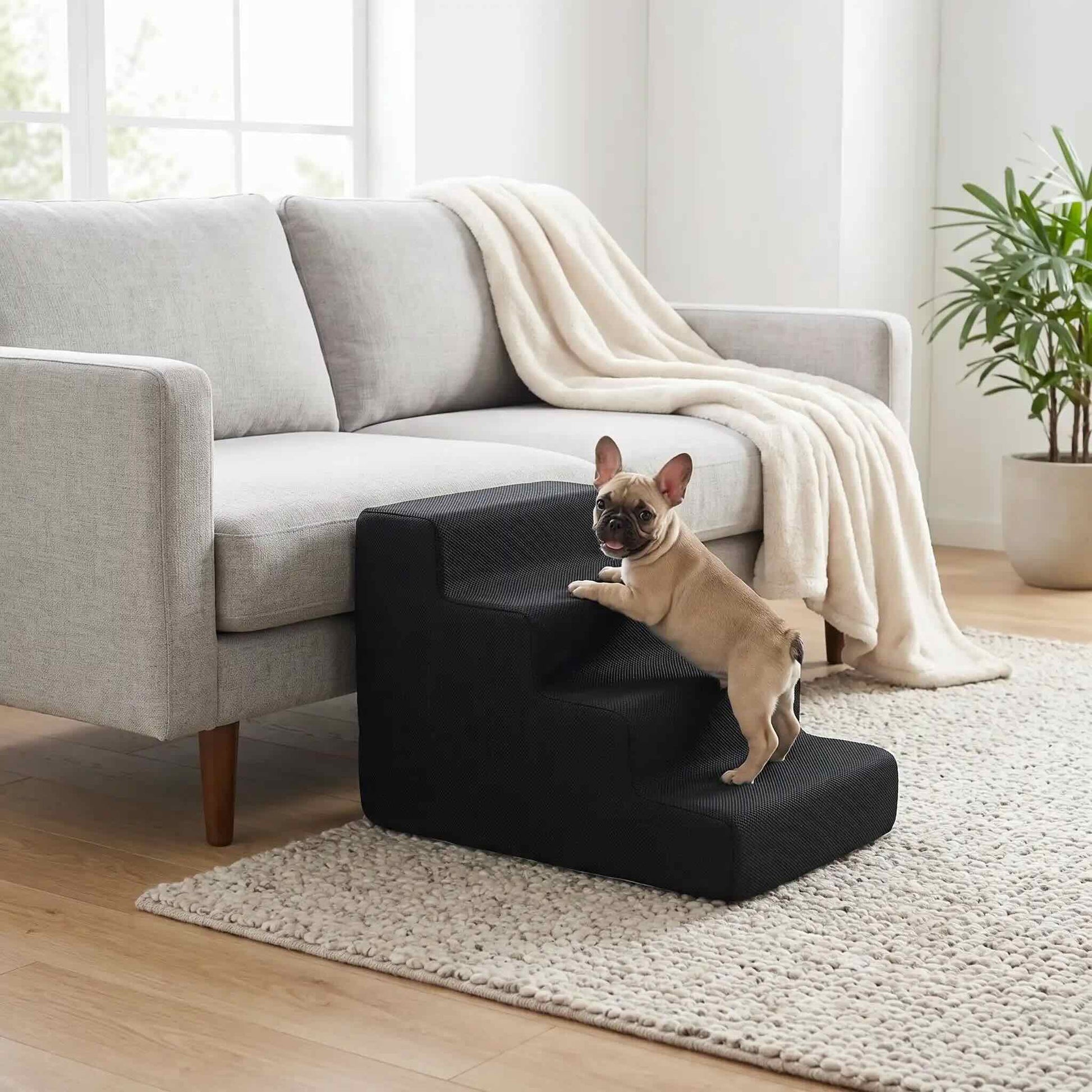 escalier pour chien noir chien acces canape