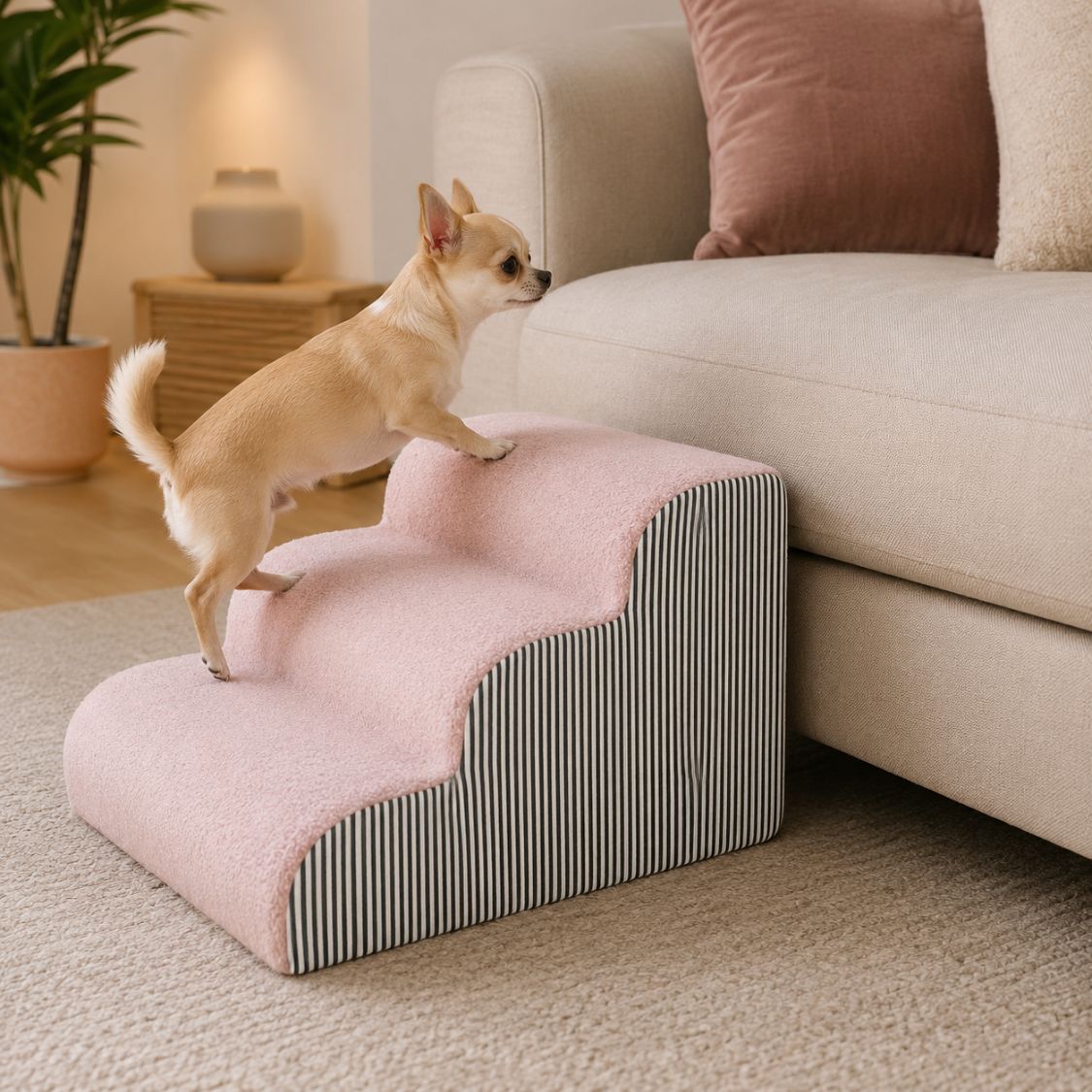 escalier pour chien rose antiderapant chihuahua canape