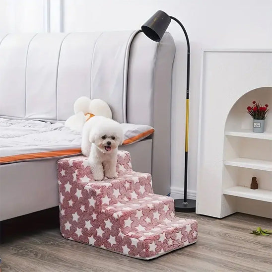 escalier pour chien rose marches mousse chiot montée canapé