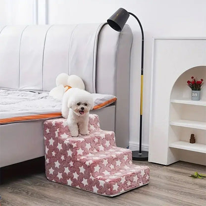 escalier pour chien rose marches mousse chiot montée canapé