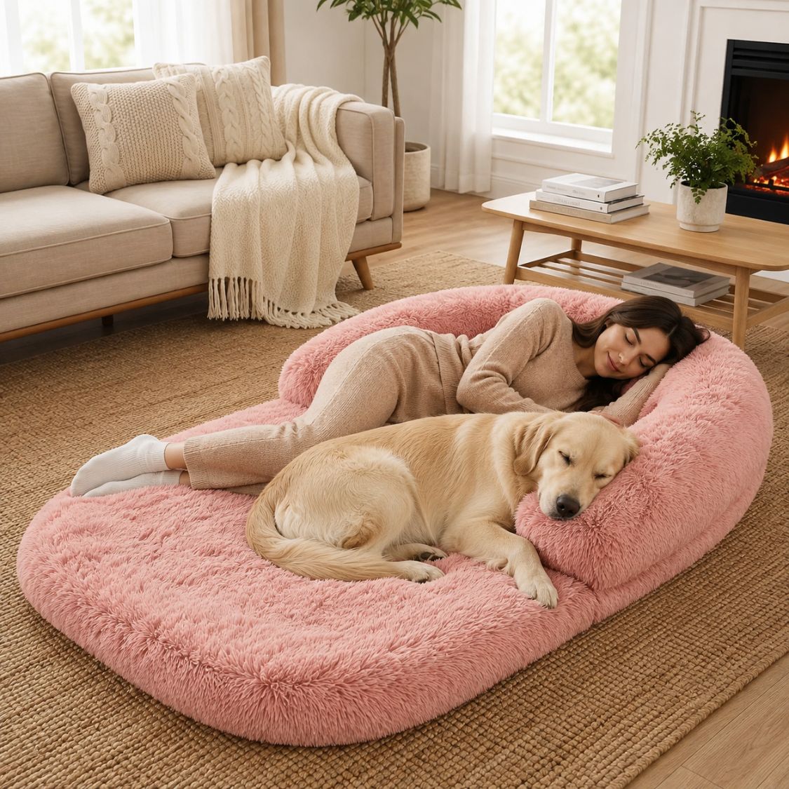 grand matelas pour chien rose doux long