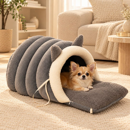 grotte pour chien grise chihuahua cocon doux