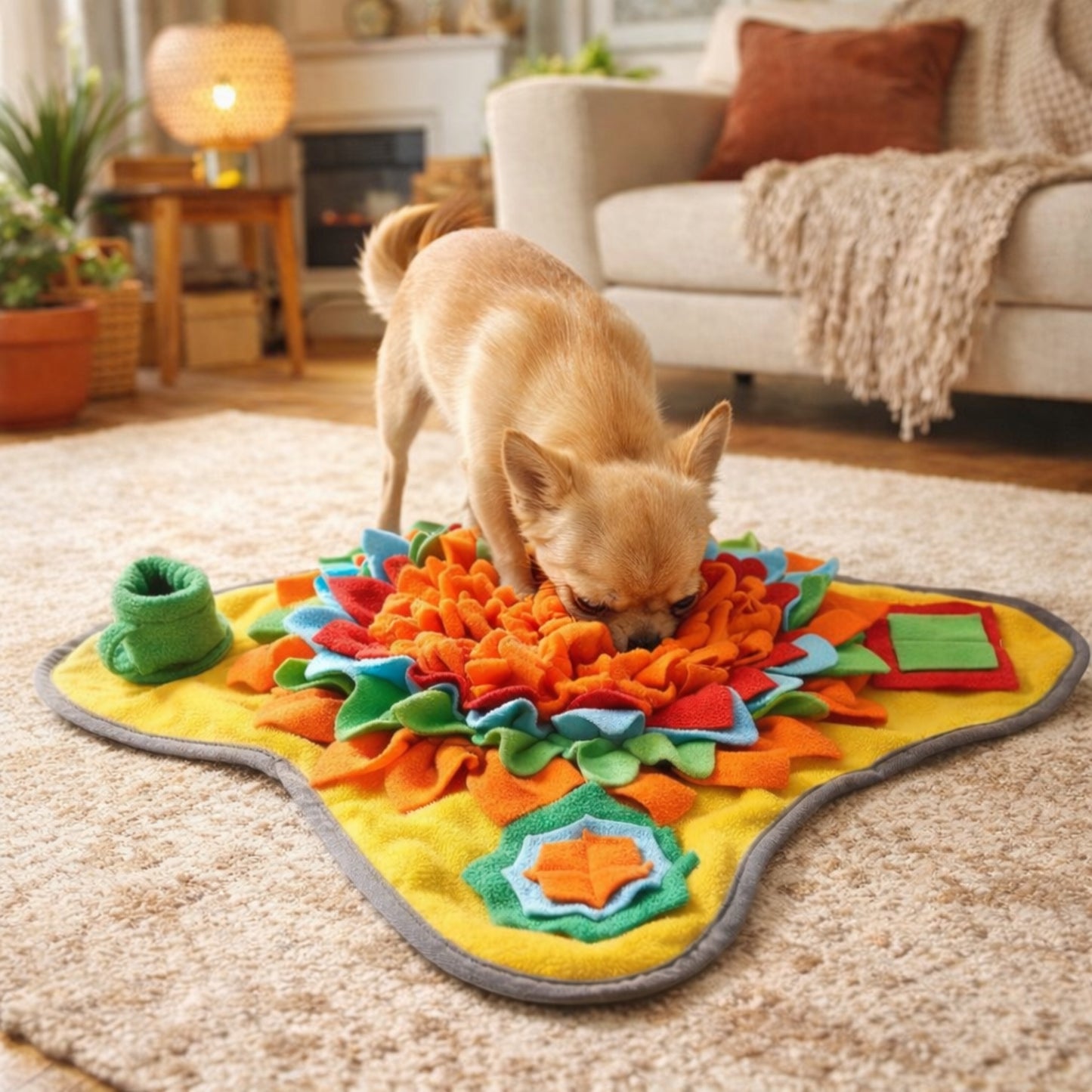 Tapis de fouille puzzle pour chien - jaune