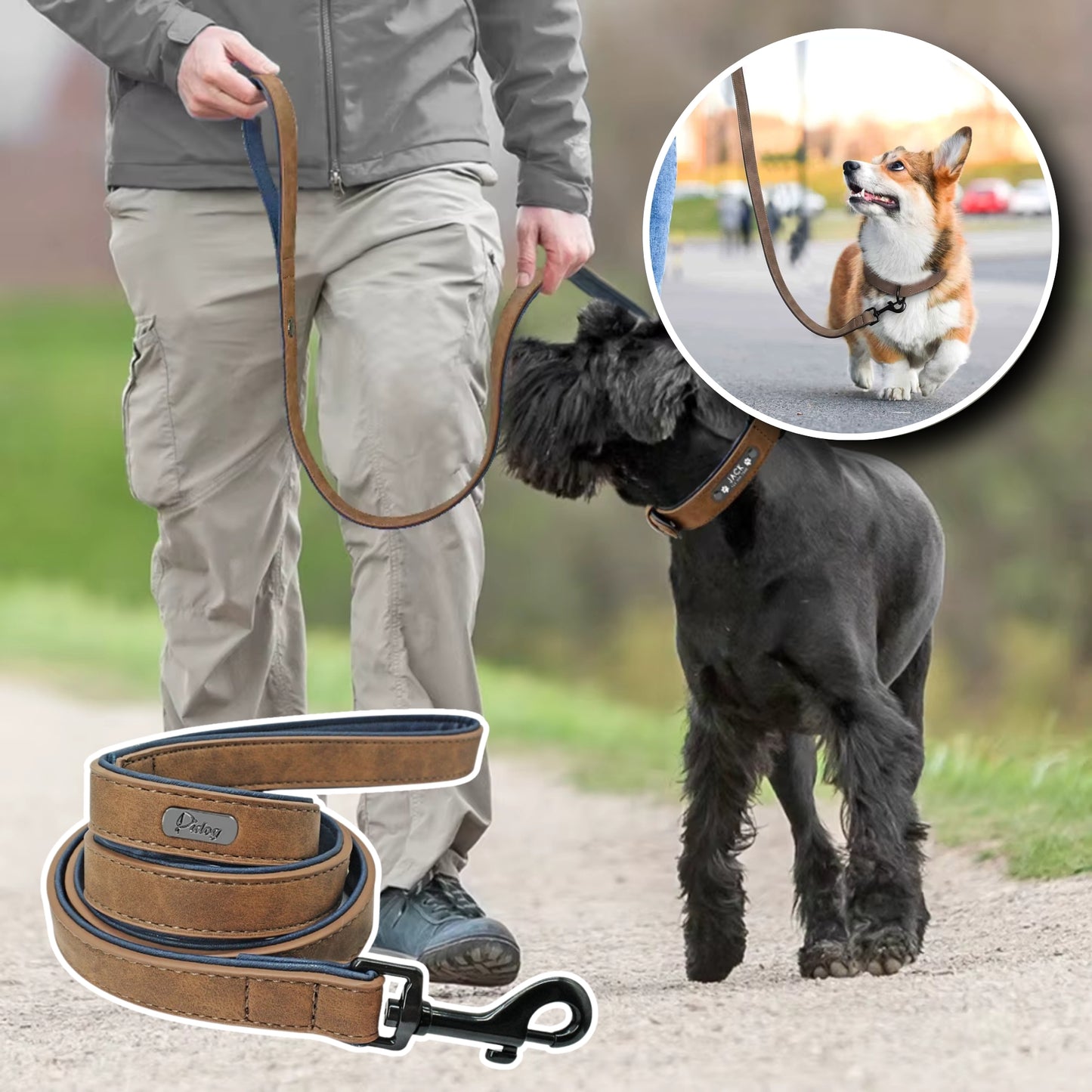 Laisse pour Chien - Cuir Doux