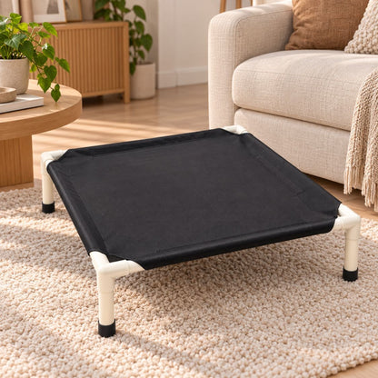 lit de camp pour chien doux sureleve salon noir