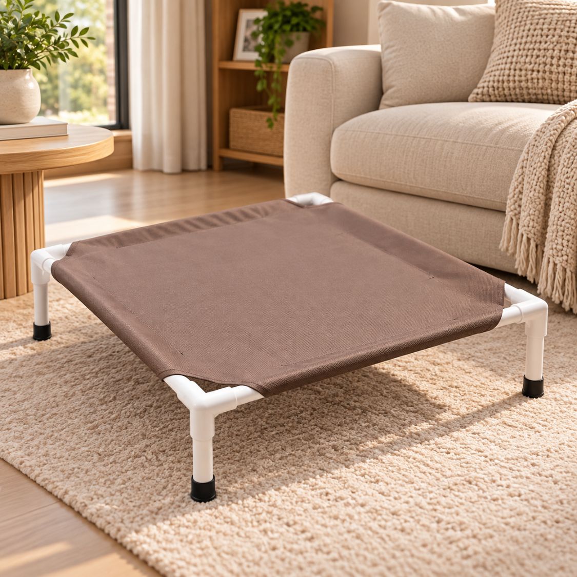 lit de camp pour chien marron confortable