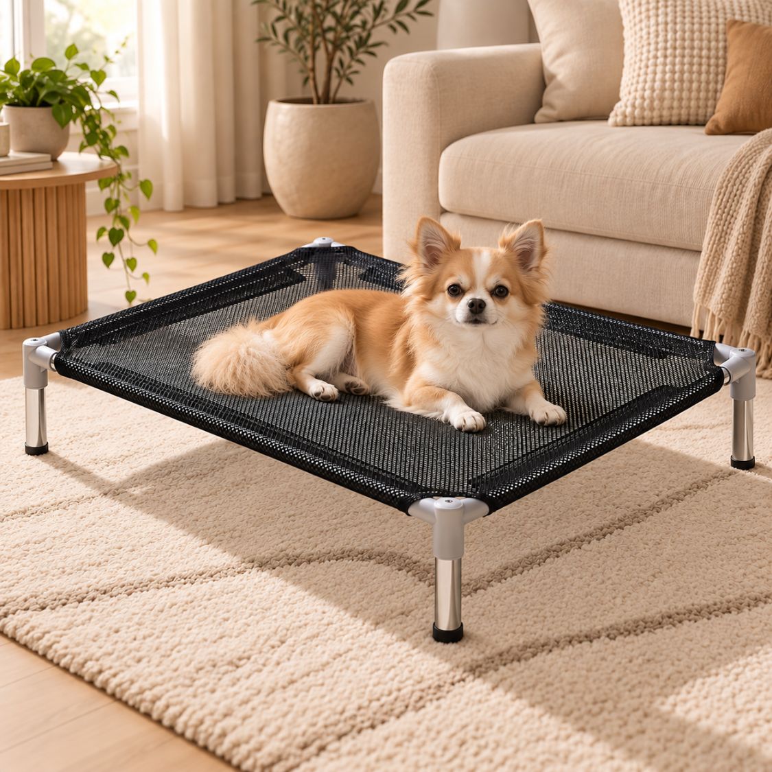 lit de camp pour chien petit chien mesh noir respirant salon