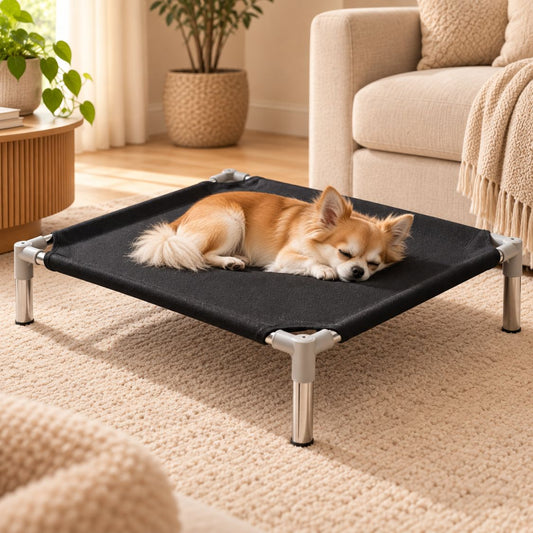 lit de camp pour chien petit chien toile noire couvrante salon