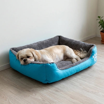 lit pour chien bleu ultra moelleux confortable