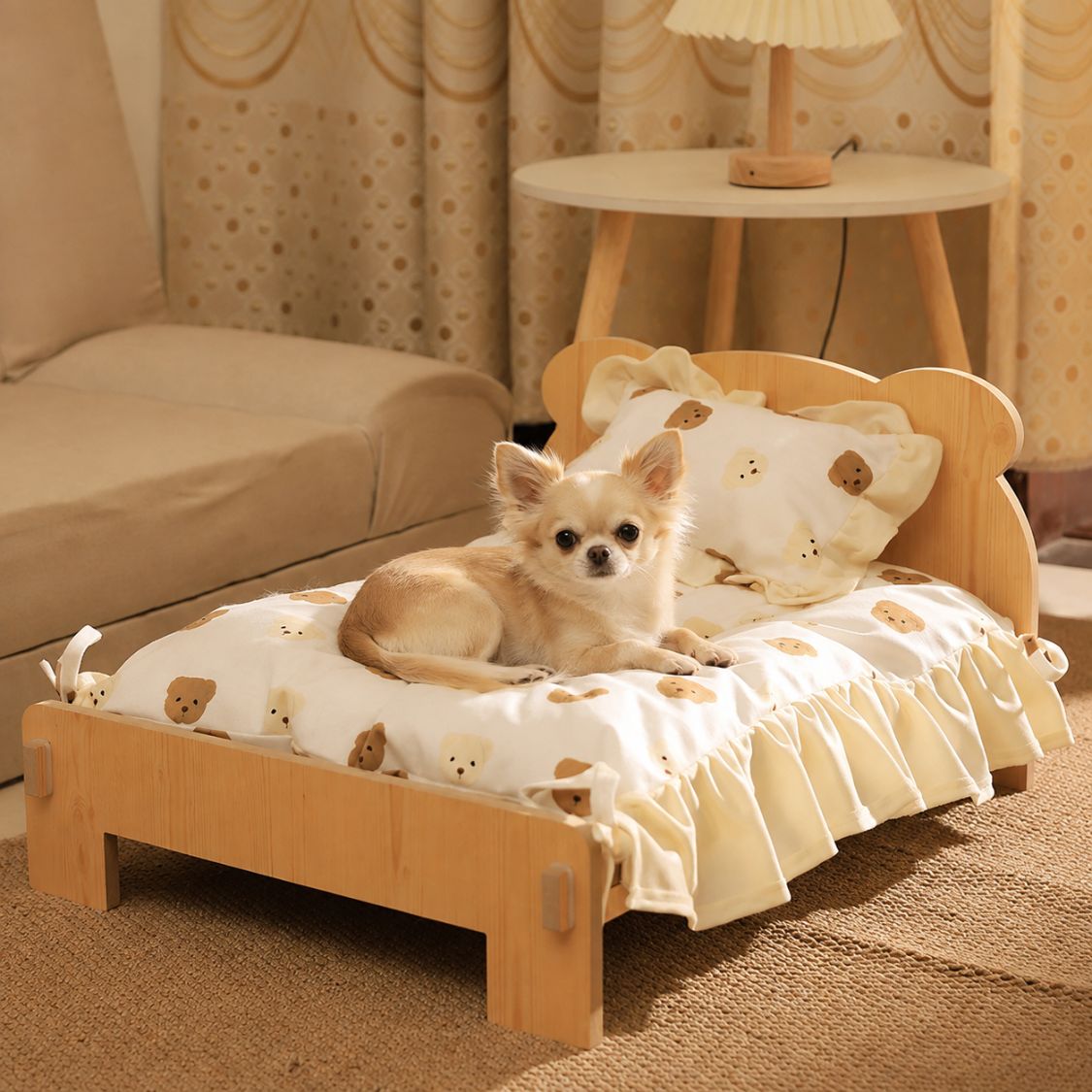 lit pour chien bois miniature petit chien couchage dedie