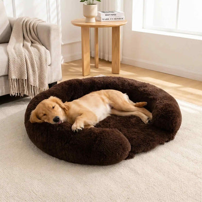 lit pour chien cocon chaleureux marron chocolat