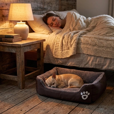 lit pour chien douillet gris sommeil paisible interieur