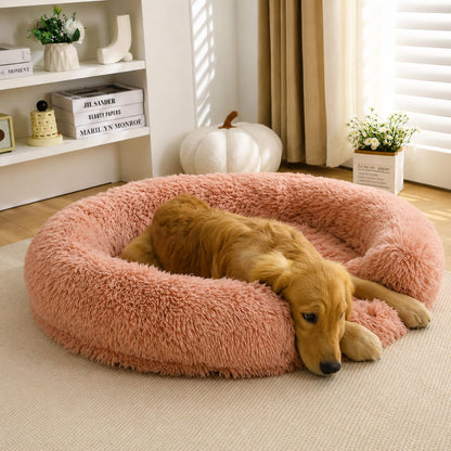 lit pour chien fausse fourrure rose clair chaleur