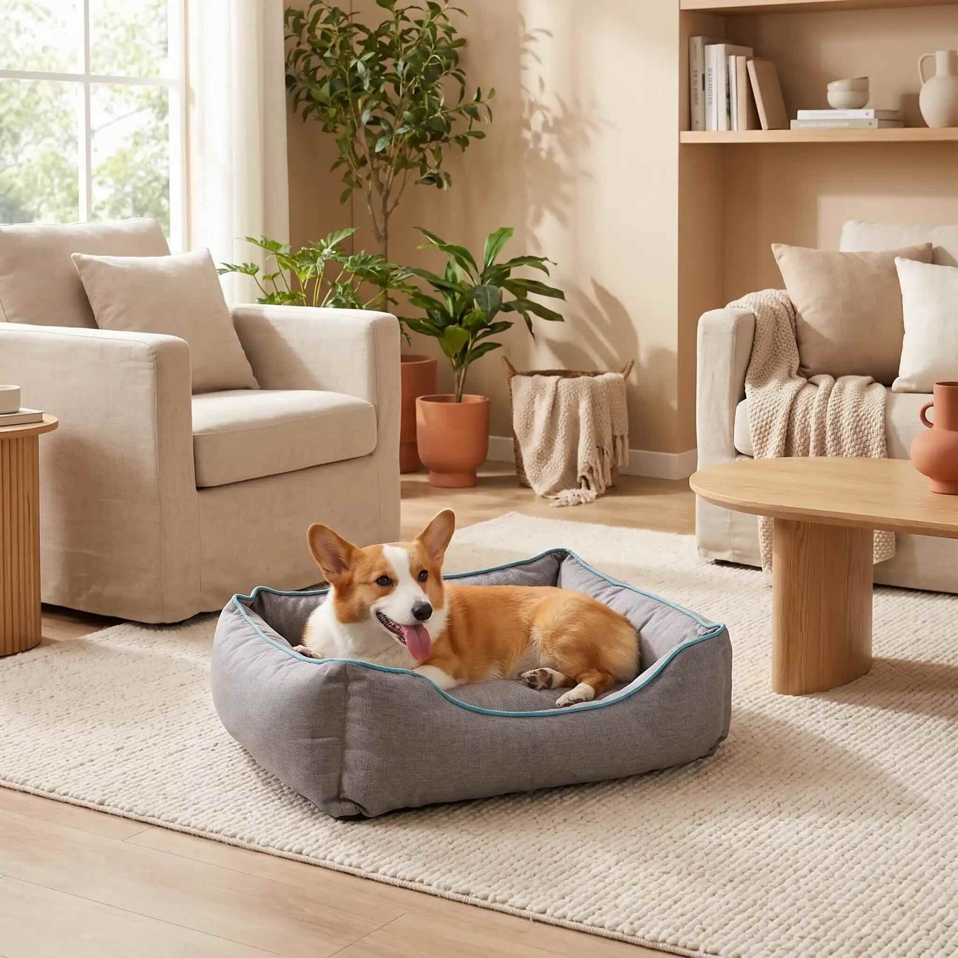 lit pour chien gris chien couche salon cocon