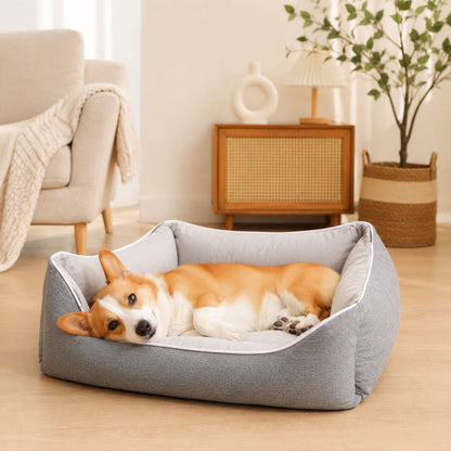 lit pour chien gris chien endormi cocon moelleux