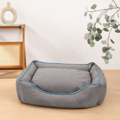 lit pour chien gris coton lin coussin rembourre