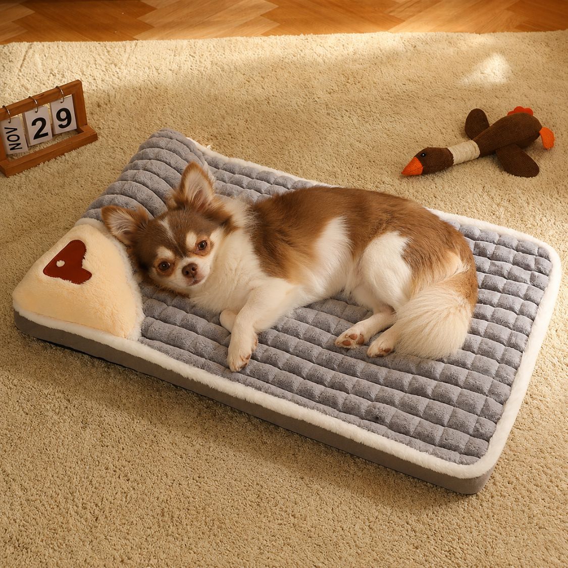 lit pour chien gris doux chien couche coussin tete