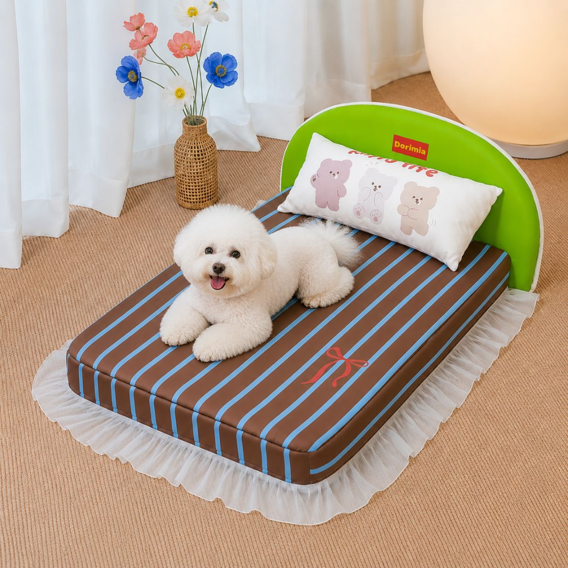 lit pour chien impermeable marron bleu chien couche